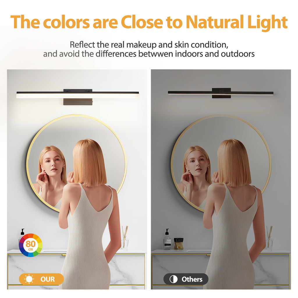 32 Inch Modern LED Bathroom Vanity Light - Sleek Black Metal Wall Ligh