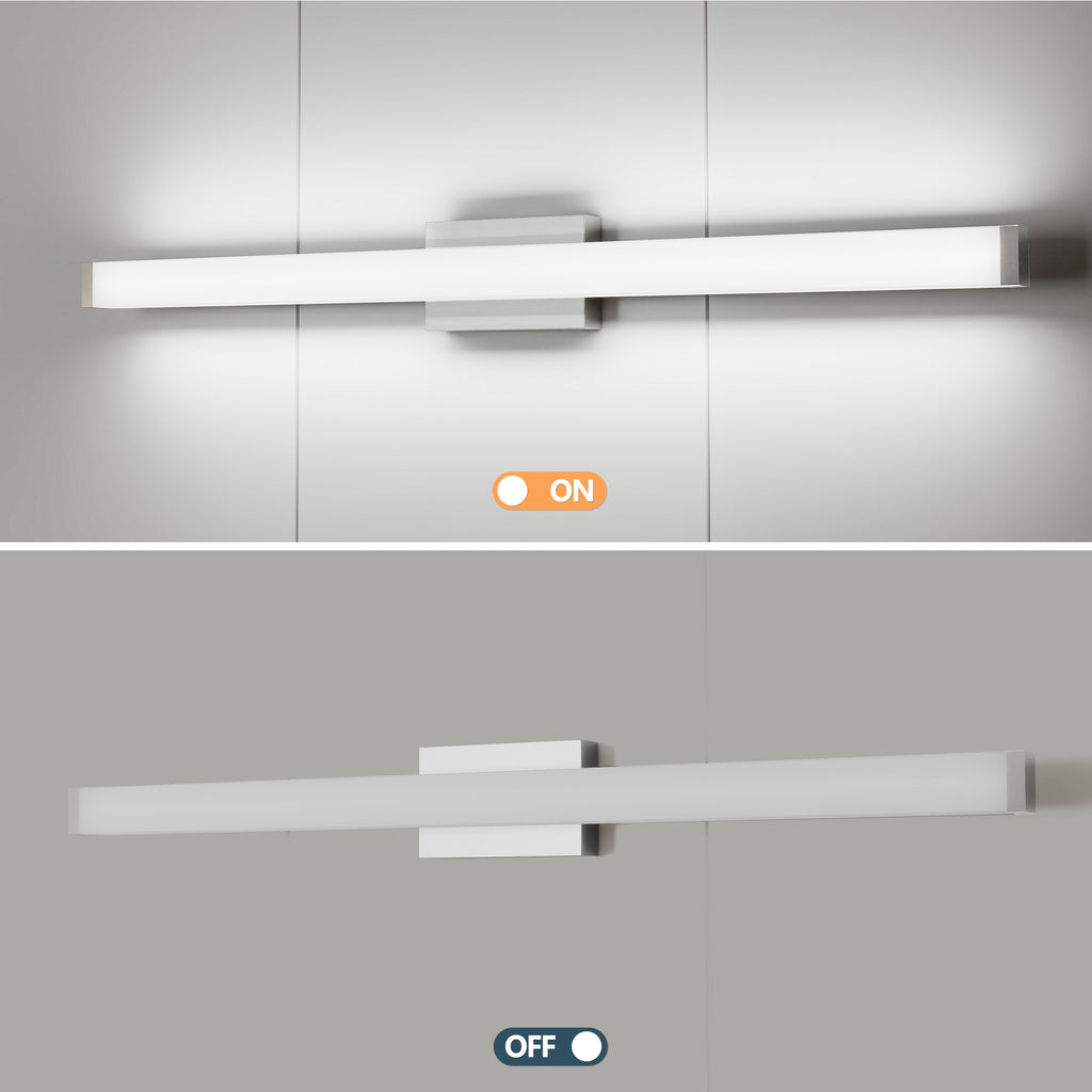 Bathroom Vanity Light Brushed Nickel Square LED 41 Inch 24W 6000K Cool