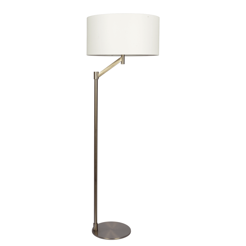 Serene Brushed Nickel Floor Lamp With Rotary Metal Base White Linen Sh