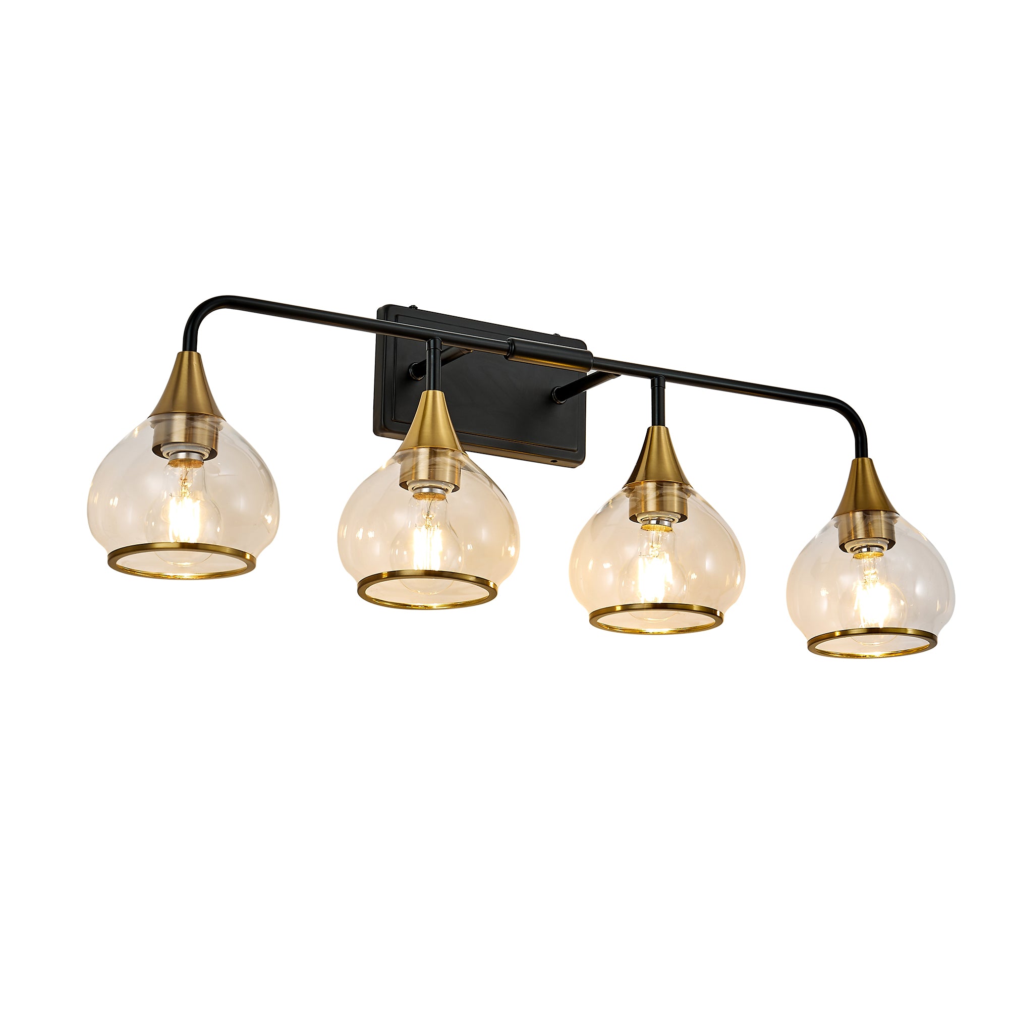 31 Modern 4-Light Vanity Wall Sconce - Black And Gold Bathroom Light F