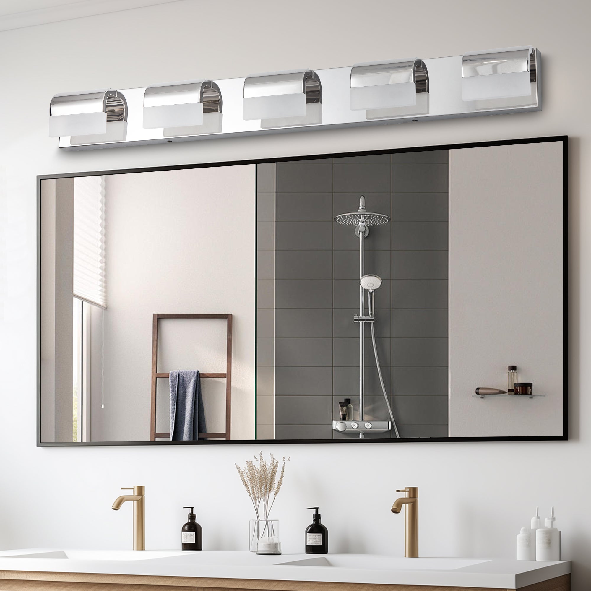 Modern Bathroom Vanity Lighting 5-Light LED Vanity Lights Over Mirror