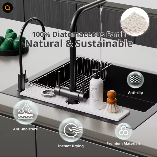 Diatomaceous Earth Sink Tray Stone Home Sink Caddy Kitchen Instant Dry