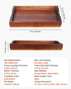 Serving Tray 17x12.2 Inch Acacia Food Serving Table Laptop Desk With H