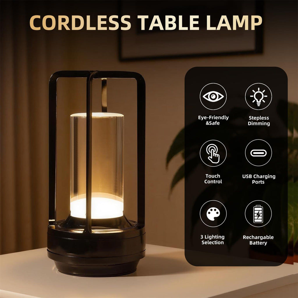 2pcs Portable Touch Control Table Lamp With 5000mAh Battery