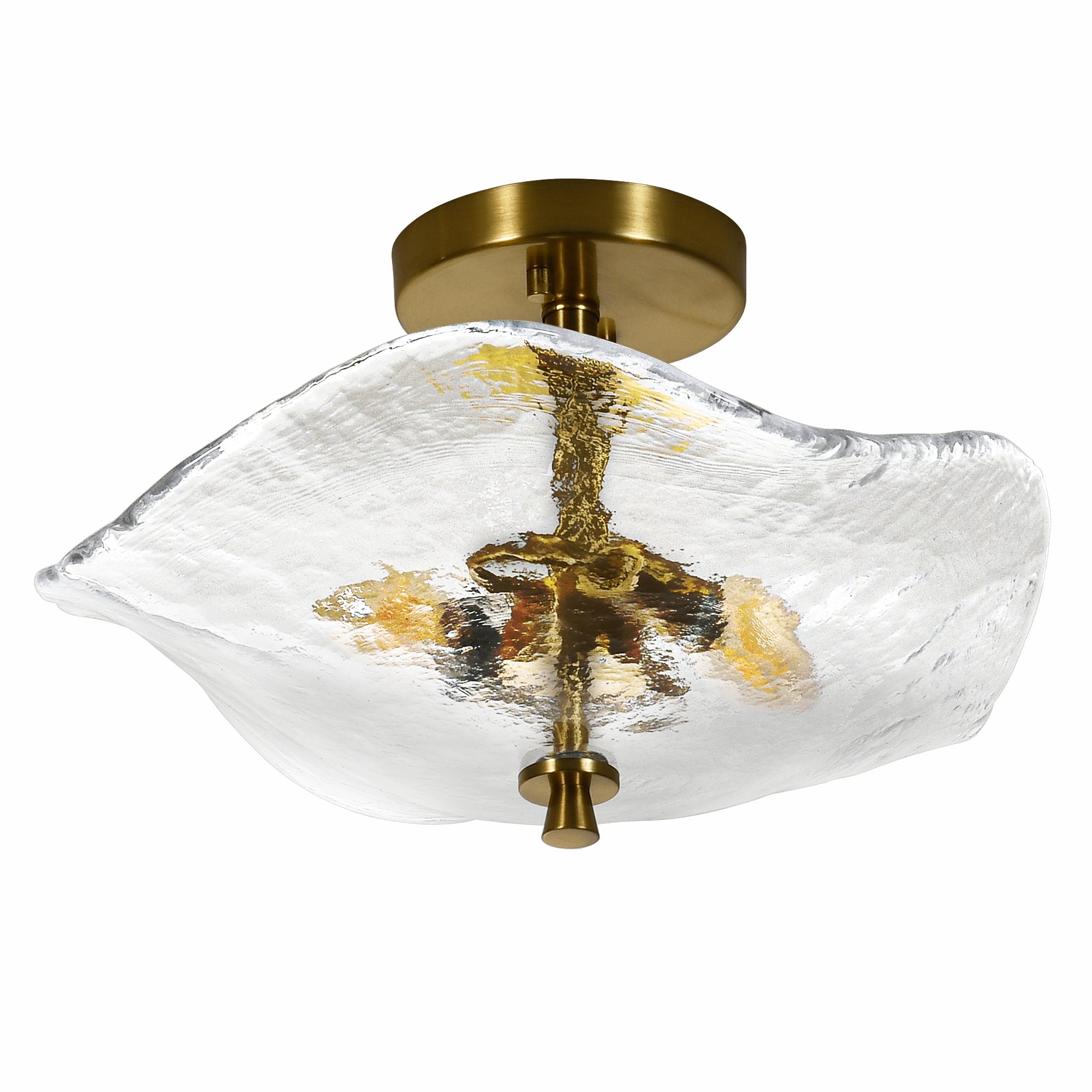 Glass Globe Semi Flush Mount Ceiling Light Fixture, 16.5 Inch