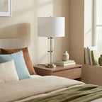 Echo Brushed Nickel Table Lamp With On Off Switch Clear Glass Body Met