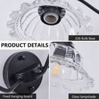 24 Inch 3-Light Vintage Bathroom Wall Sconce Elegant Black Metal And G