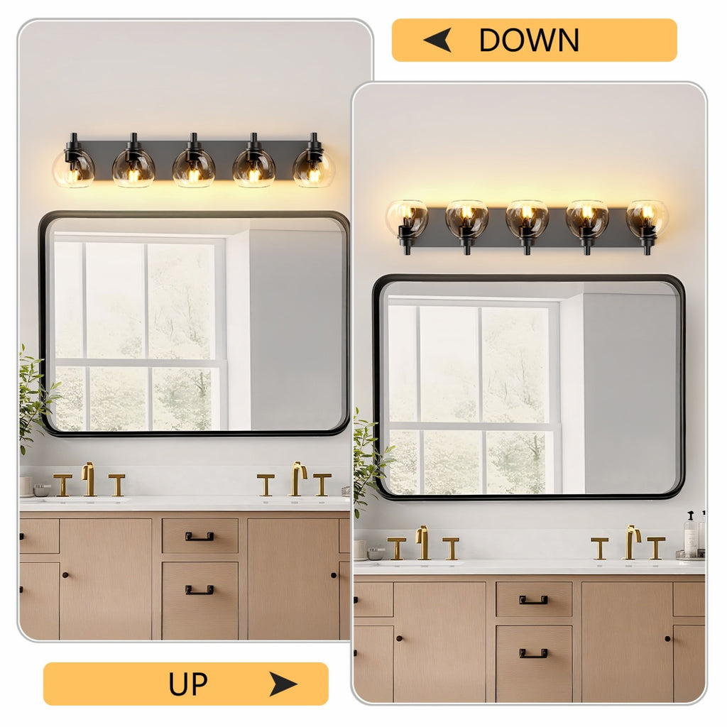 Bathroom Light Fixtures Over Mirror 5-Lights Bathroom Vanity Light Wit