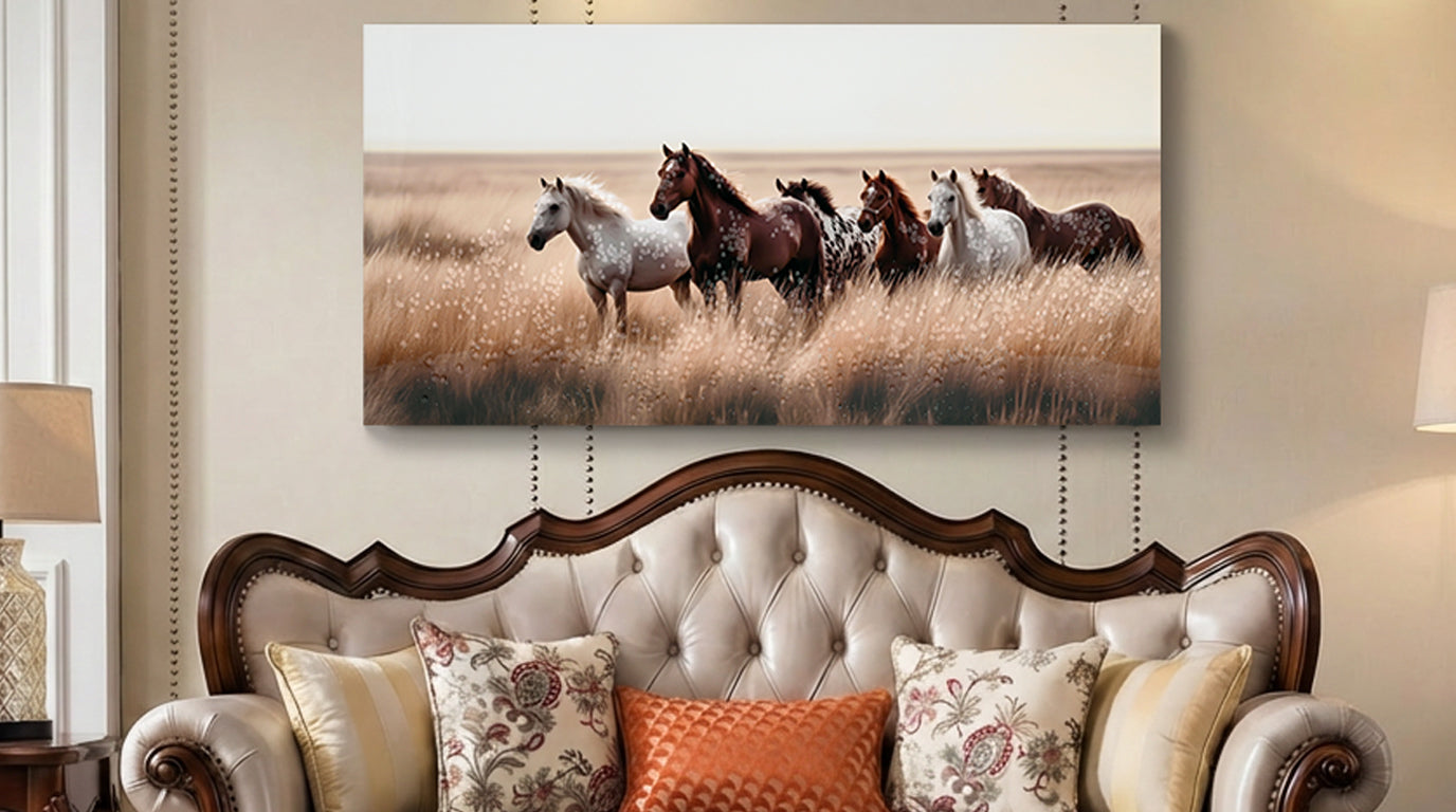 Cozy Country Rustic Horses Wall Art Decor Western Farm Equine Canvas P