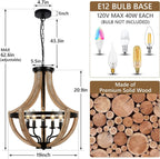 Modern Solid Wood Chandelier | Adjustable Hanging
