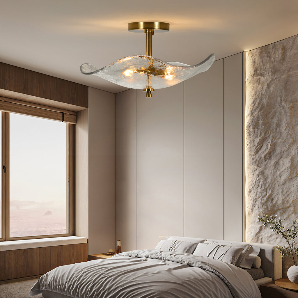 Glass Globe Semi Flush Mount Ceiling Light Fixture, 16.5 Inch