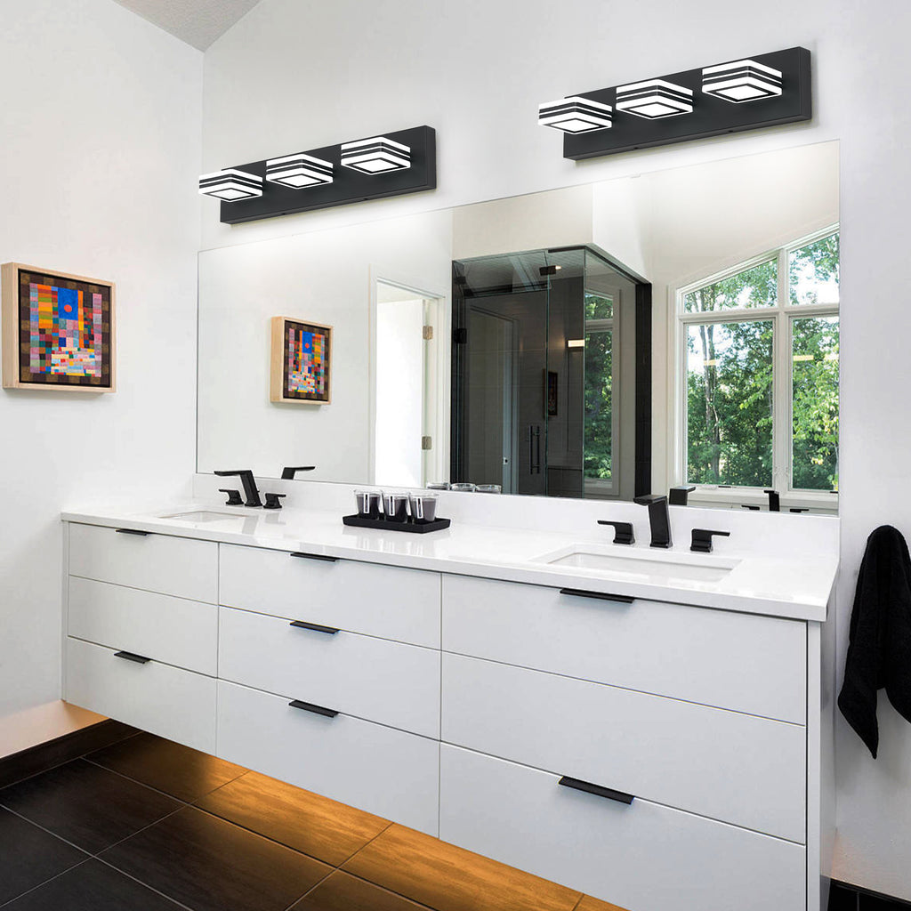 Matte Black Vanity Light Fixtures 3 Lights Up And Down LED Modern Bath