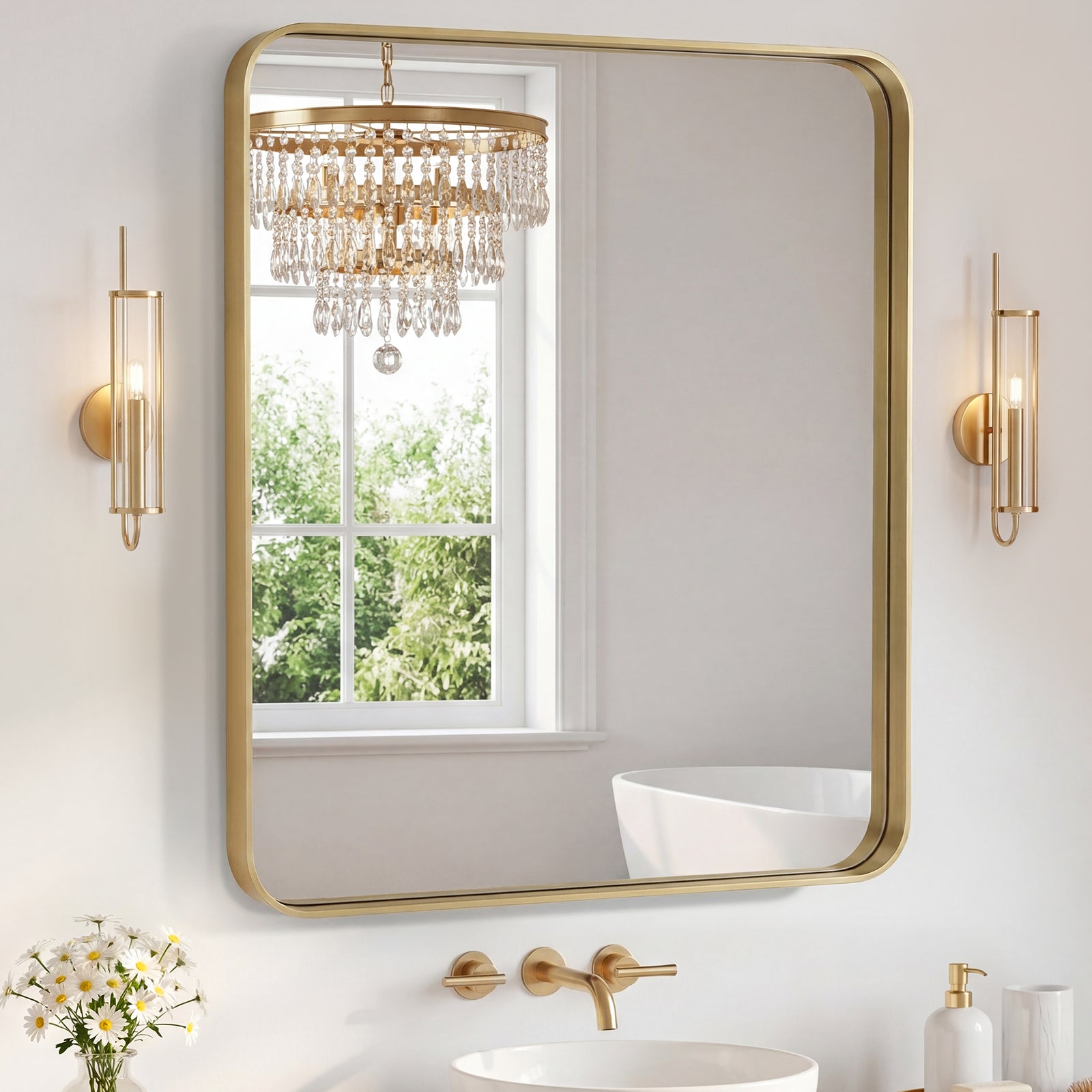Wall Mirror With Rectangular Metal Frame