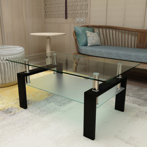 Rectangular Glass Coffee Table | 2-Layer Structure