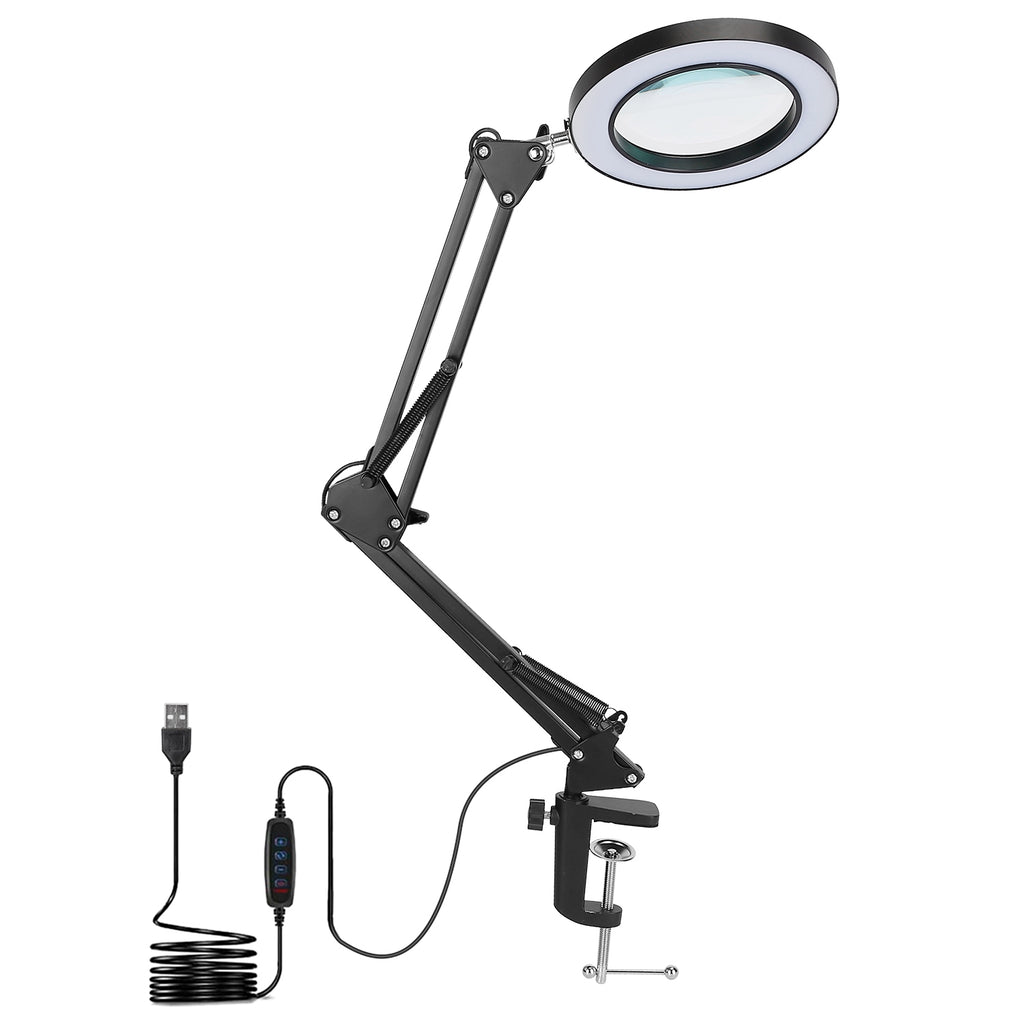 1Pack 2 In 1 LED Magnifier Desk Lamp 8x Magnifying Glass With Light Sw