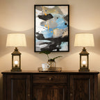20.5in Black Gold Farmhouse Bedside Table Lamp