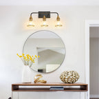 23in Modern 3-Light Vanity Wall Sconce - Black And Gold Bathroom Light