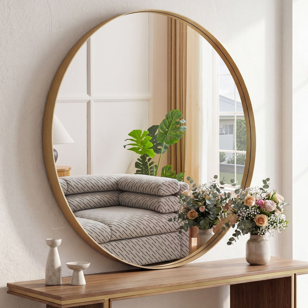 Round Wall Mirror With Metal Frame