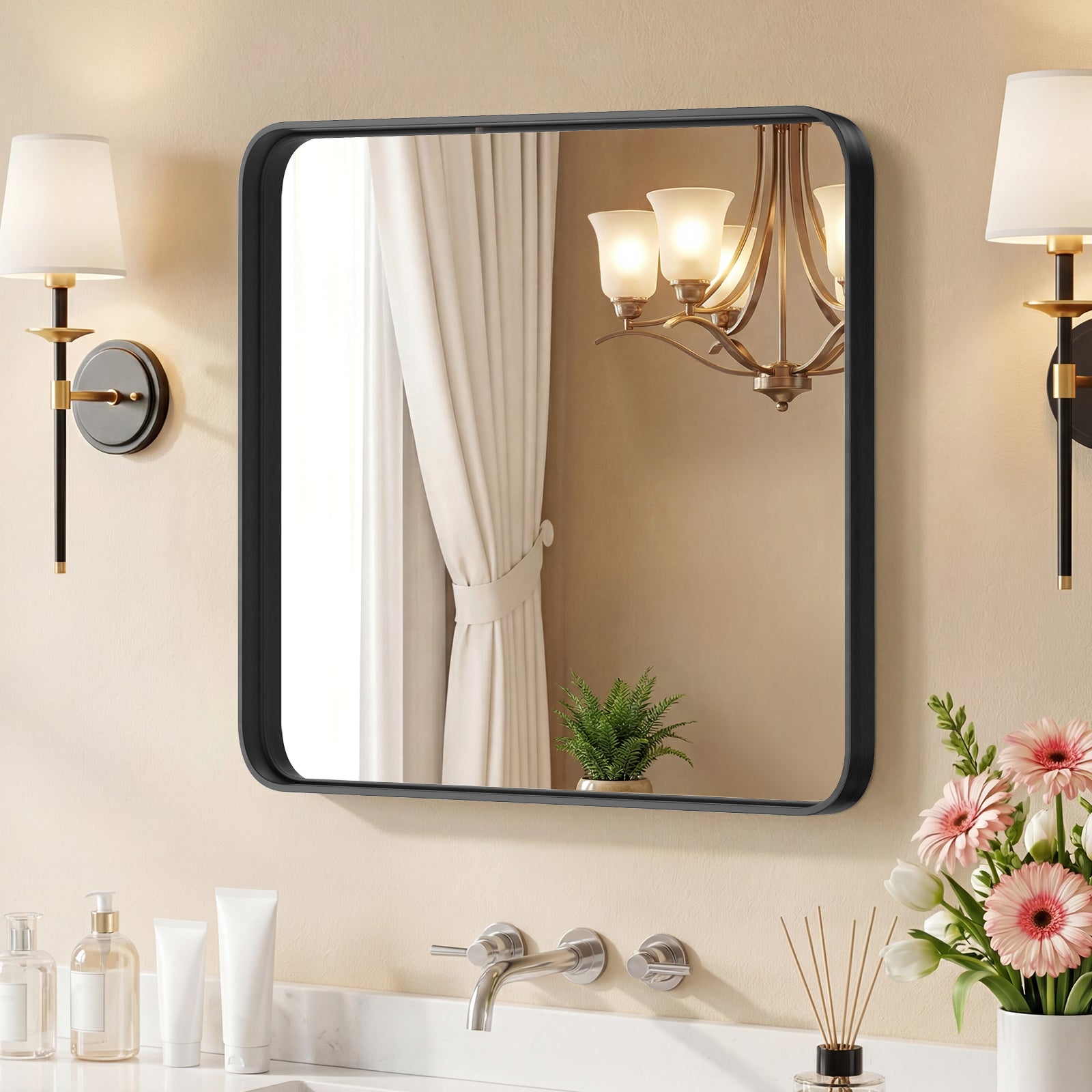 Wall Mirror With Rectangular Metal Frame