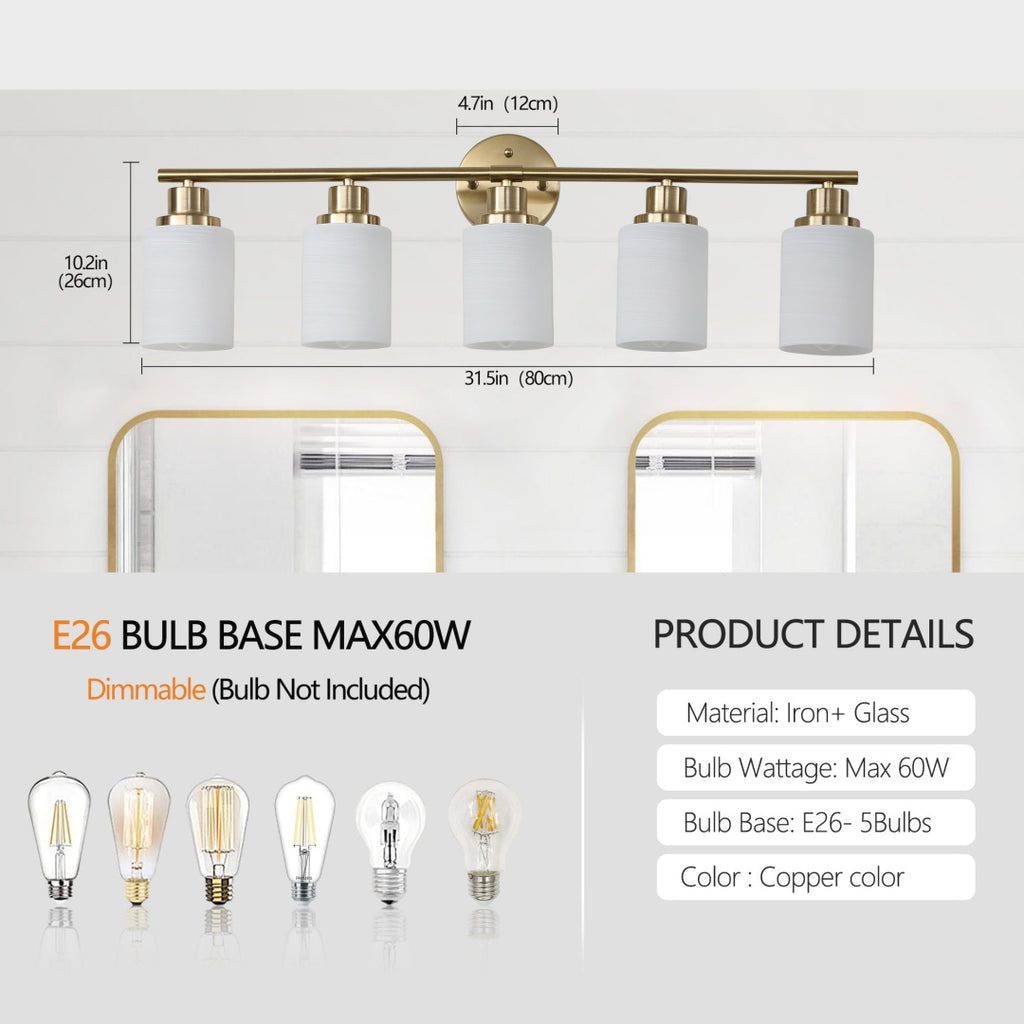 31 Modern 5-Light Vanity Wall Sconce