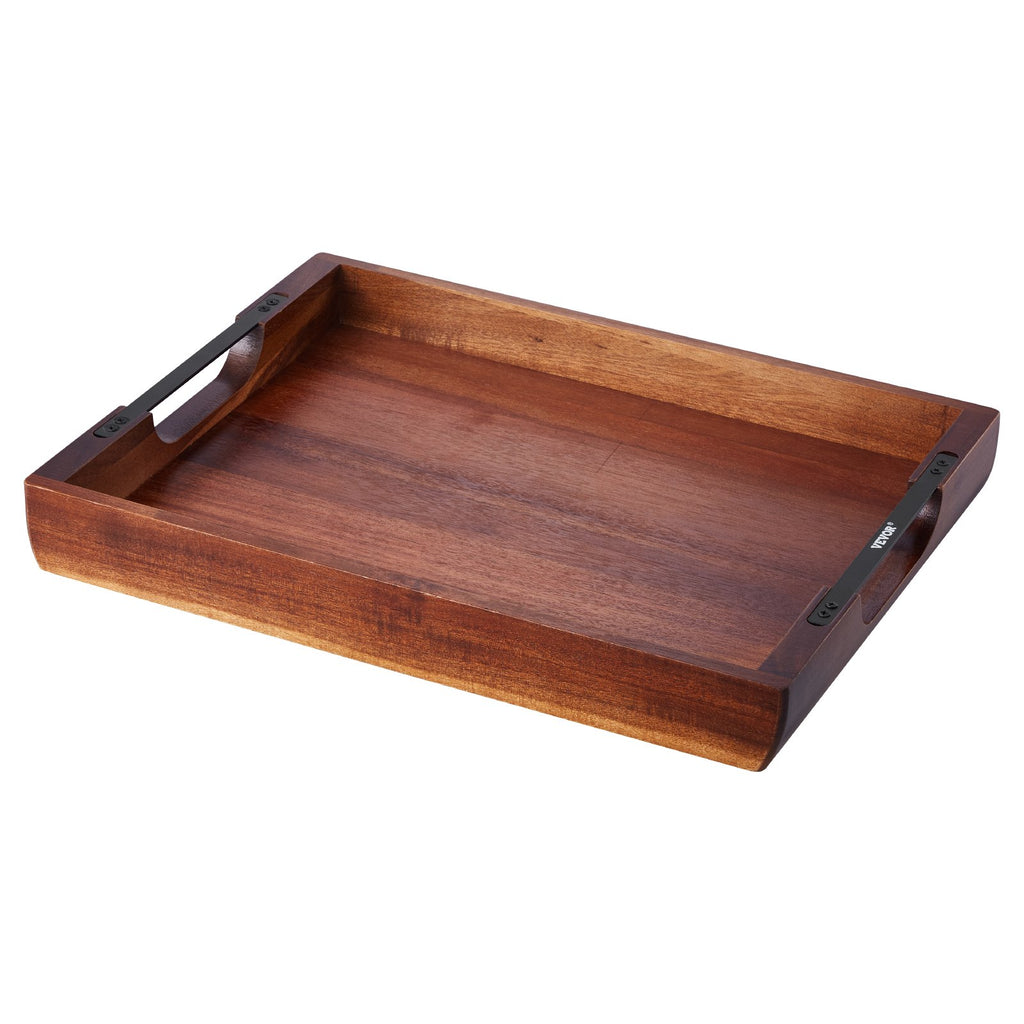 Serving Tray 17x12.2 Inch Acacia Food Serving Table Laptop Desk With H