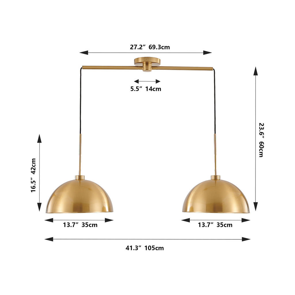 41inch Industrial Modern Copper Color Double Pendant Light Adjustable
