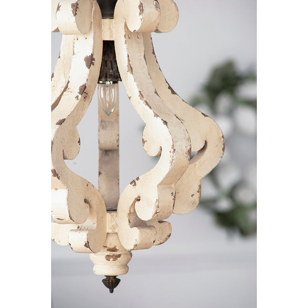 Farmhouse Chandelier, Distressed Wood and Metal Candle Style