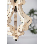 Farmhouse Chandelier, Distressed Wood and Metal Candle Style