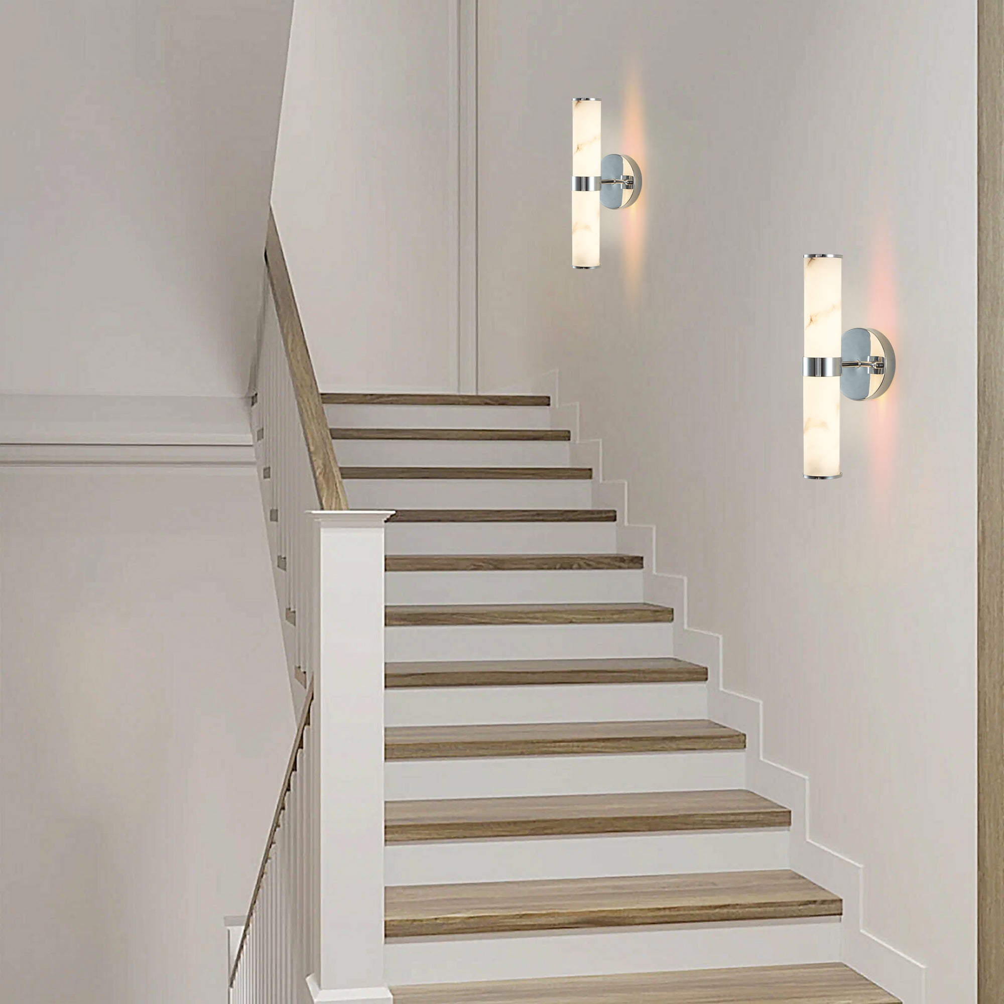Resin Imitation Marble And Chrome Wall Sconce