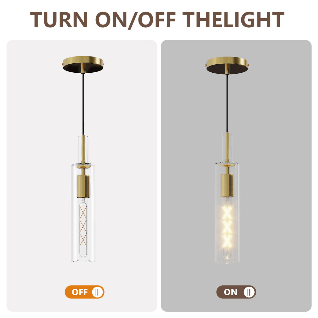 Gold Pendant Light, Modern Brass-Tone Ceiling Fixture