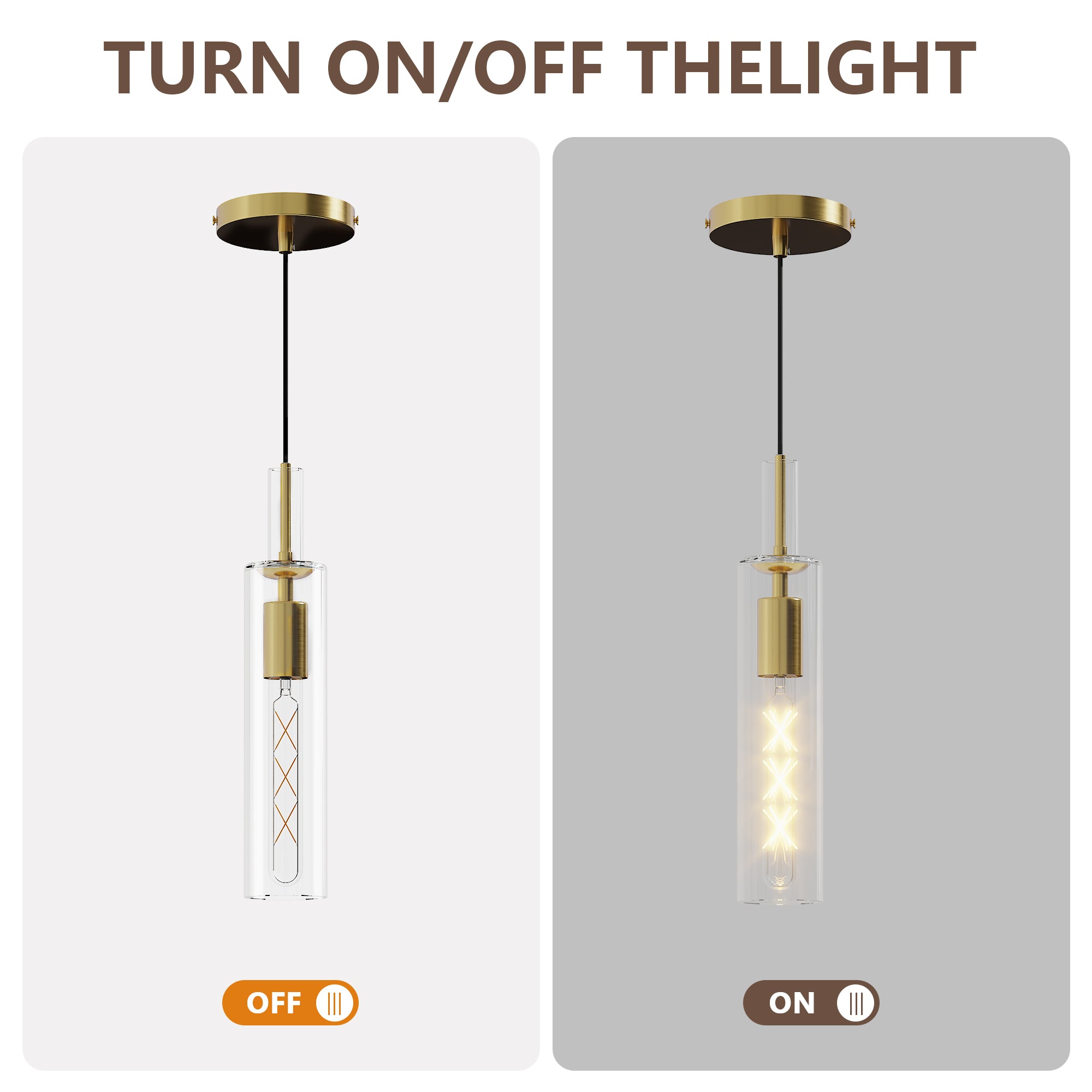 Gold Pendant Light, Modern Brass-Tone Ceiling Fixture