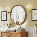 Round Wood Framed Wall Mirror