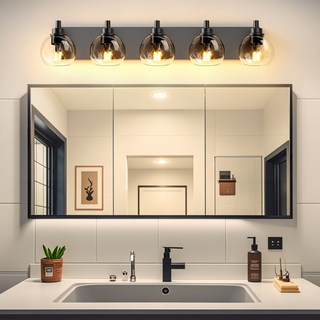 Bathroom Light Fixtures Over Mirror 5-Lights Bathroom Vanity Light Wit