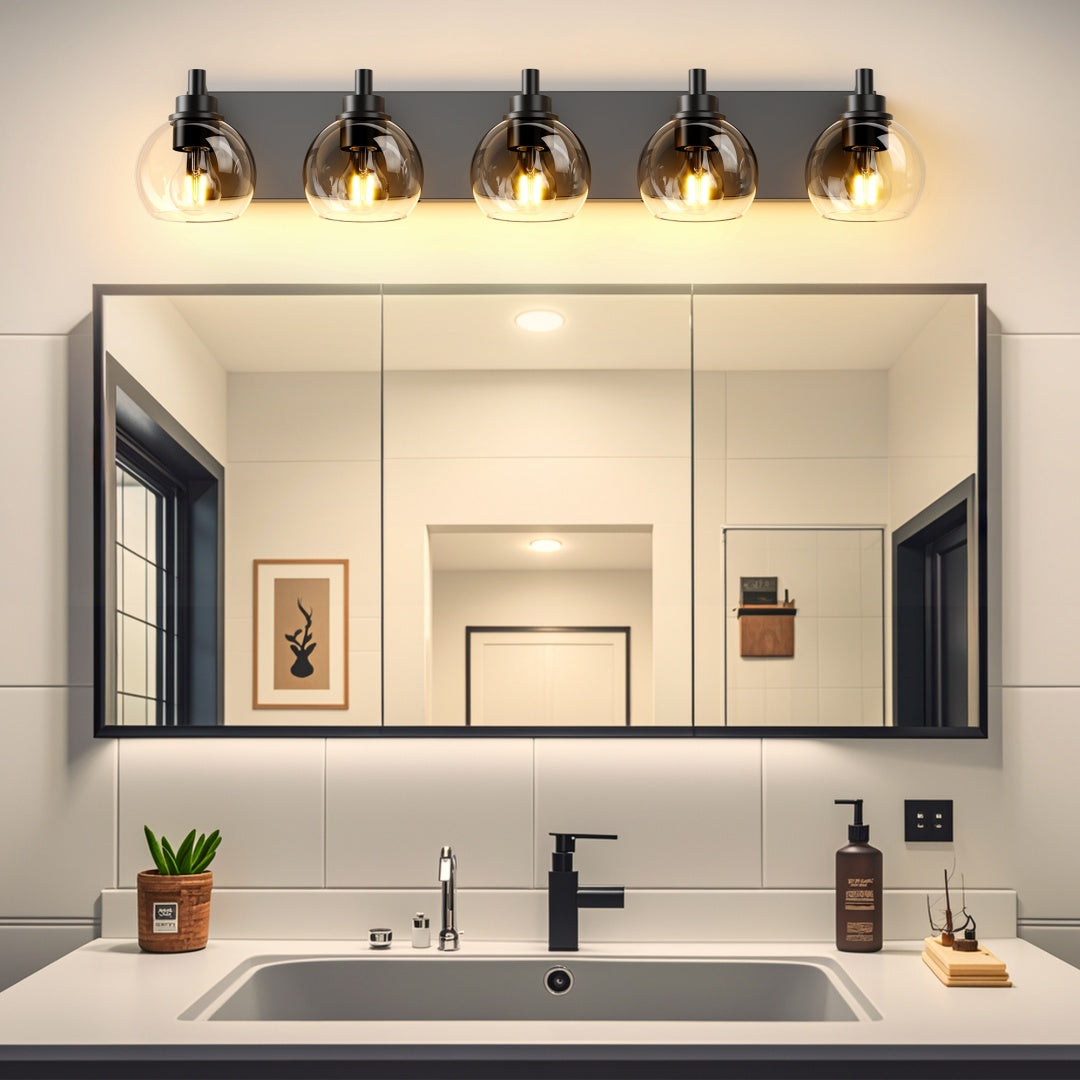 Bathroom Light Fixtures Over Mirror 5-Lights Bathroom Vanity Light Wit