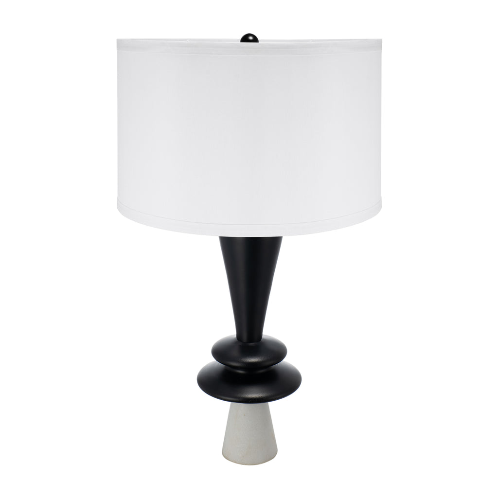D15x26.7 Black Aluminum Table Lamp With Two Varying Disc Accents And W