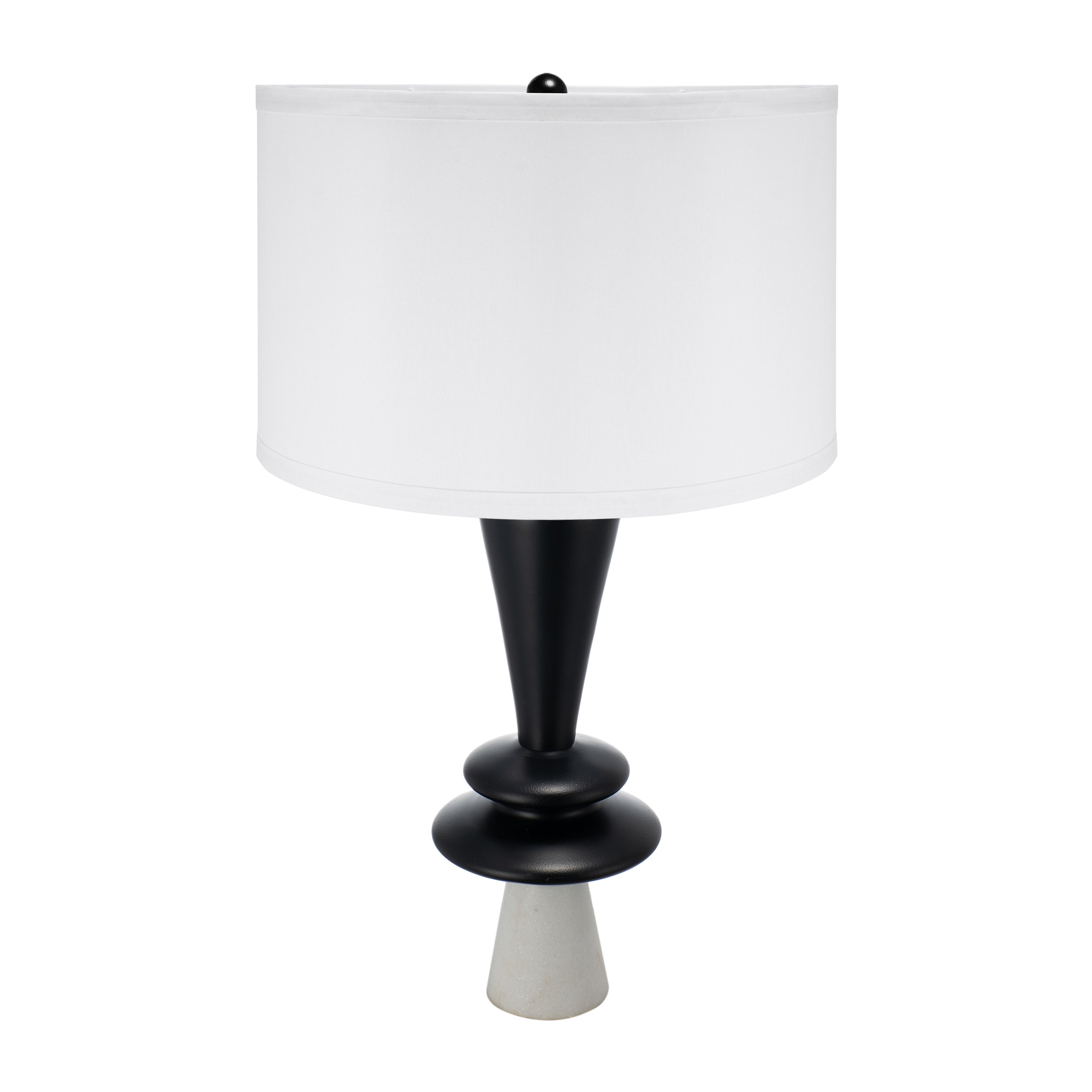 D15x26.7 Black Aluminum Table Lamp With Two Varying Disc Accents And W