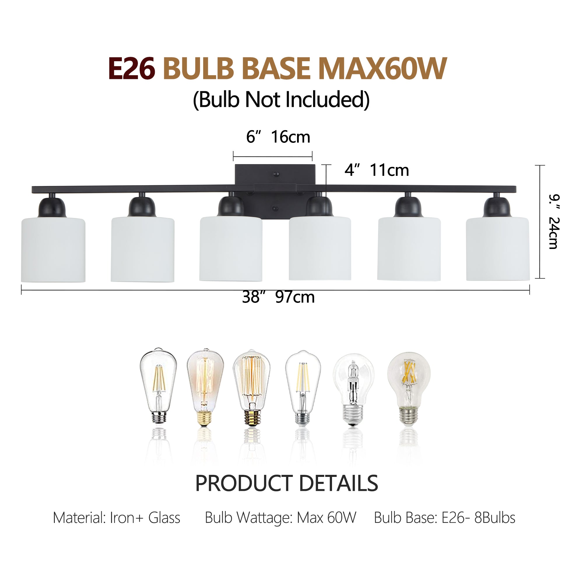 6-Light Black Vanity Lights