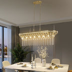 Modern Champagne Gold  Chandelier | Oval Crystal Design