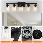 31 Modern Black 5-Light Bathroom Vanity Light Fixture