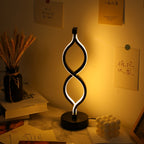 2Pcs Modern Wave-Shaped USB Desk Lamp With 3-Color Dimmable Lighting F