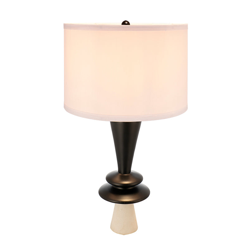 D15x26.7 Black Aluminum Table Lamp With Two Varying Disc Accents And W