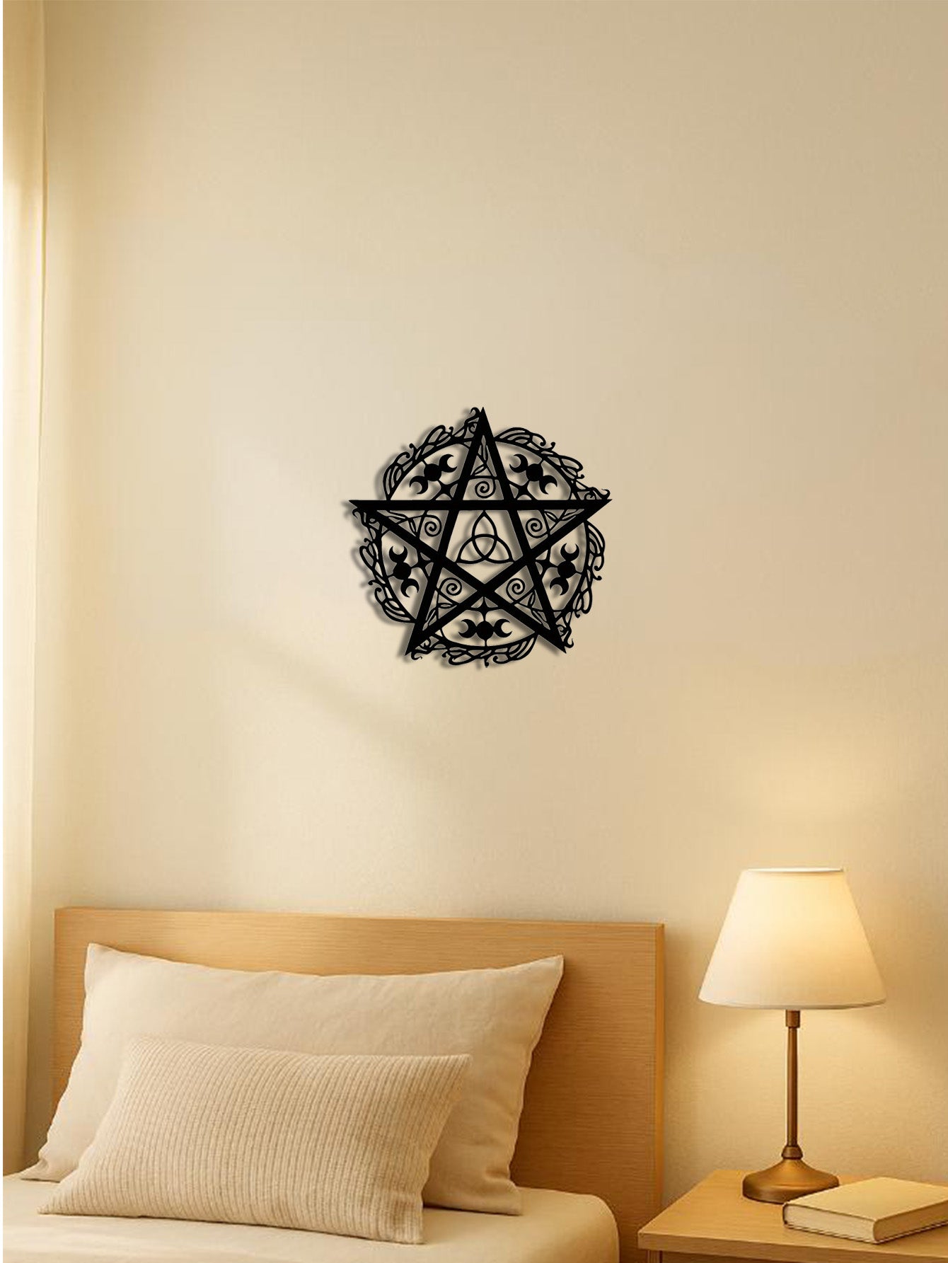 Pentagram Triple Moon Iron Wall Art Unique Metal Decor Sculpture Trend