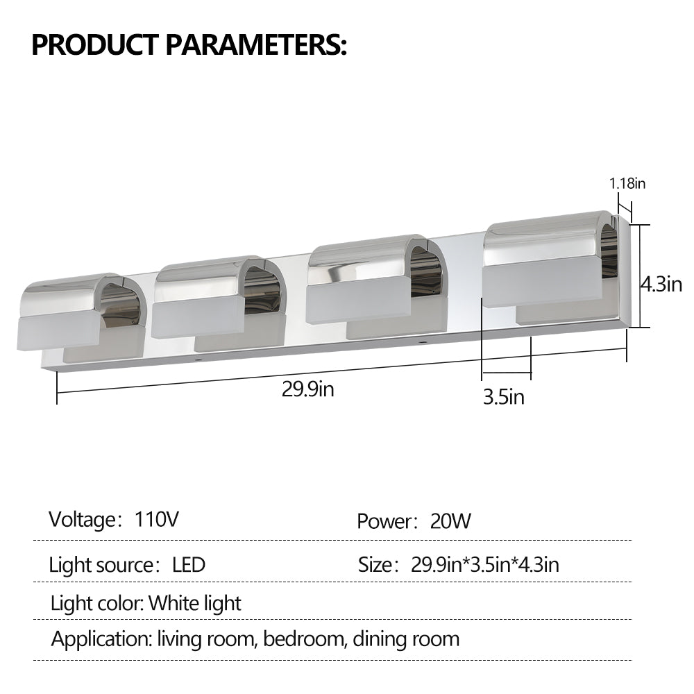 Modern Bathroom Vanity Lighting 4-Light LED Vanity Lights Over Mirror