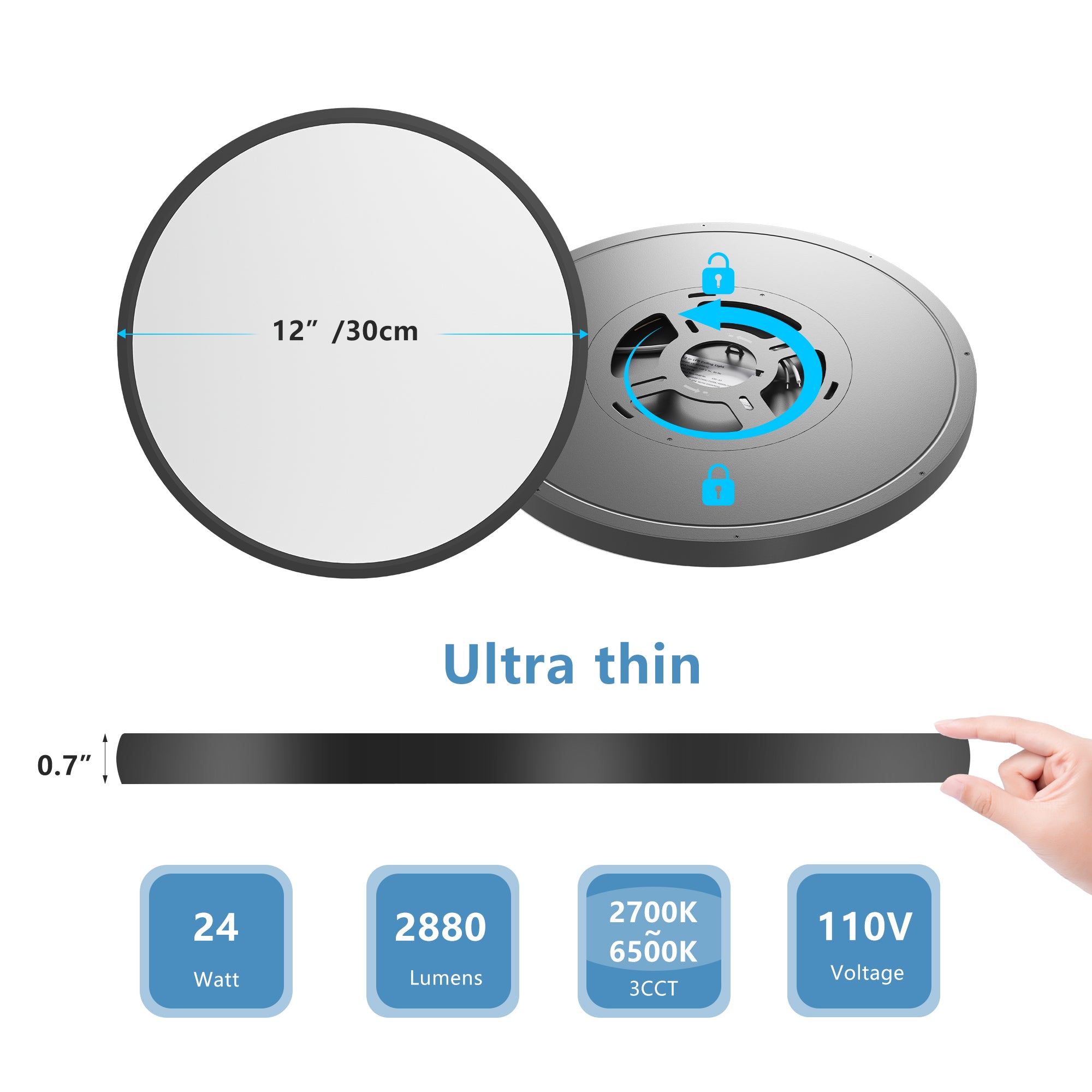 6PK 12 Inch Dimmable LED Flush Mount Ceiling Light