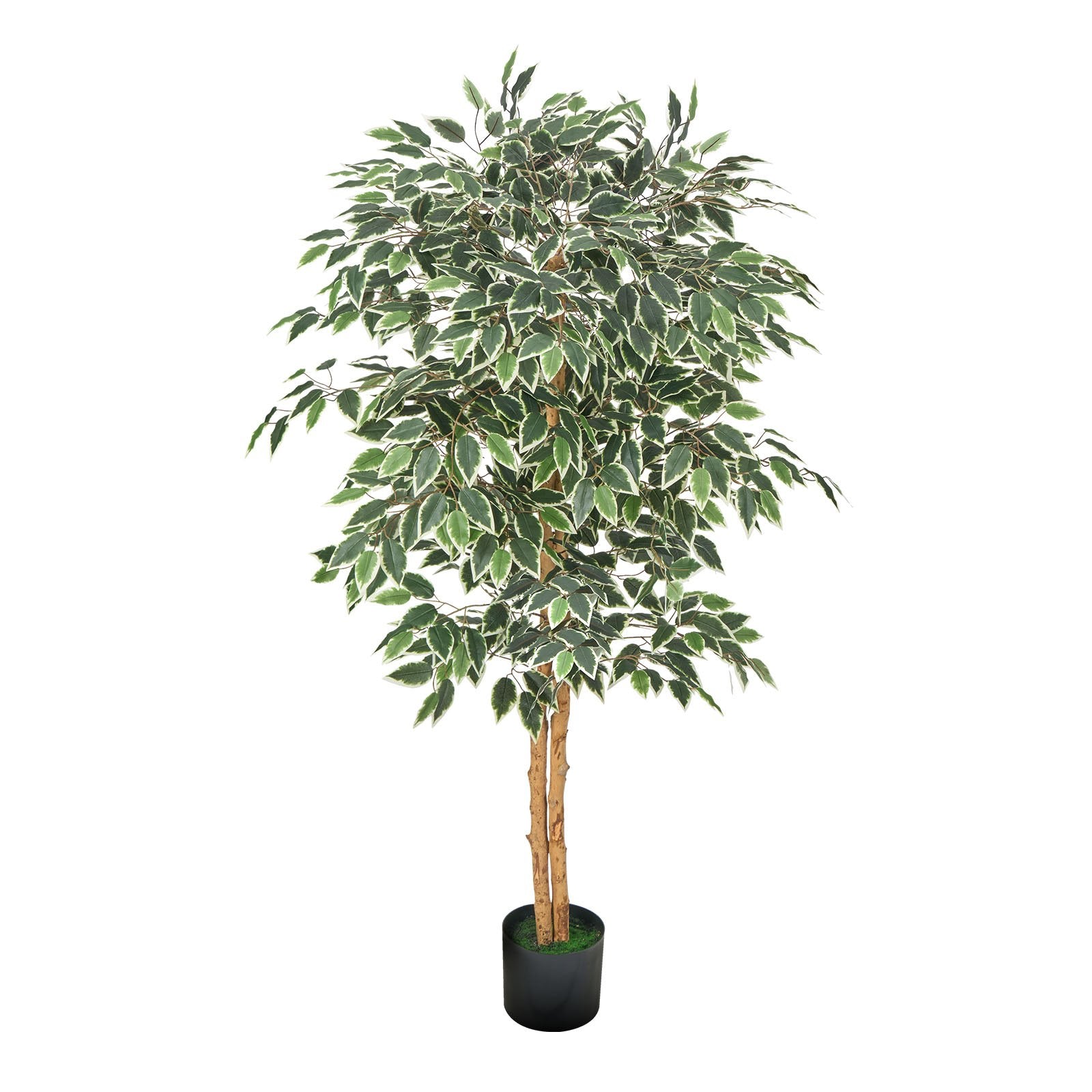5FT Artificial Ficus Tree Tall Faux Plant With Black Pot For Indoor De