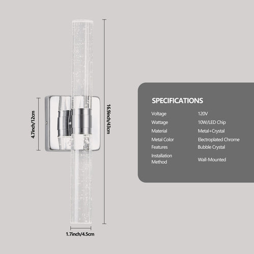 17in H Contemporary Crystal Wall Light