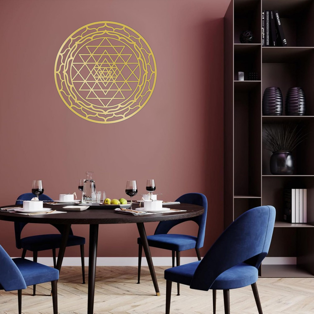 Sacred Geometry Metal Wall Art - Handcrafted Yantra Mandala Decor For