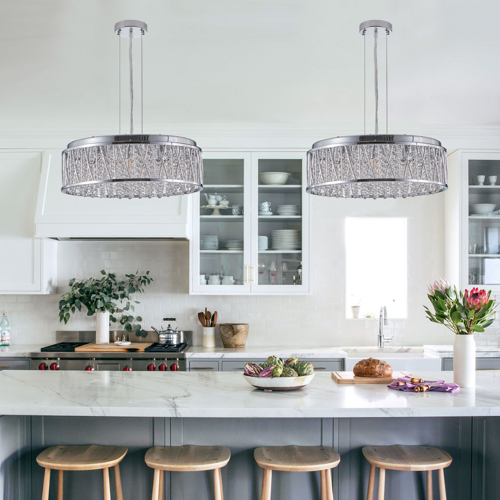 Modern Crystal Chandelier 19 Inches Aluminum Iron Round Ceiling Light
