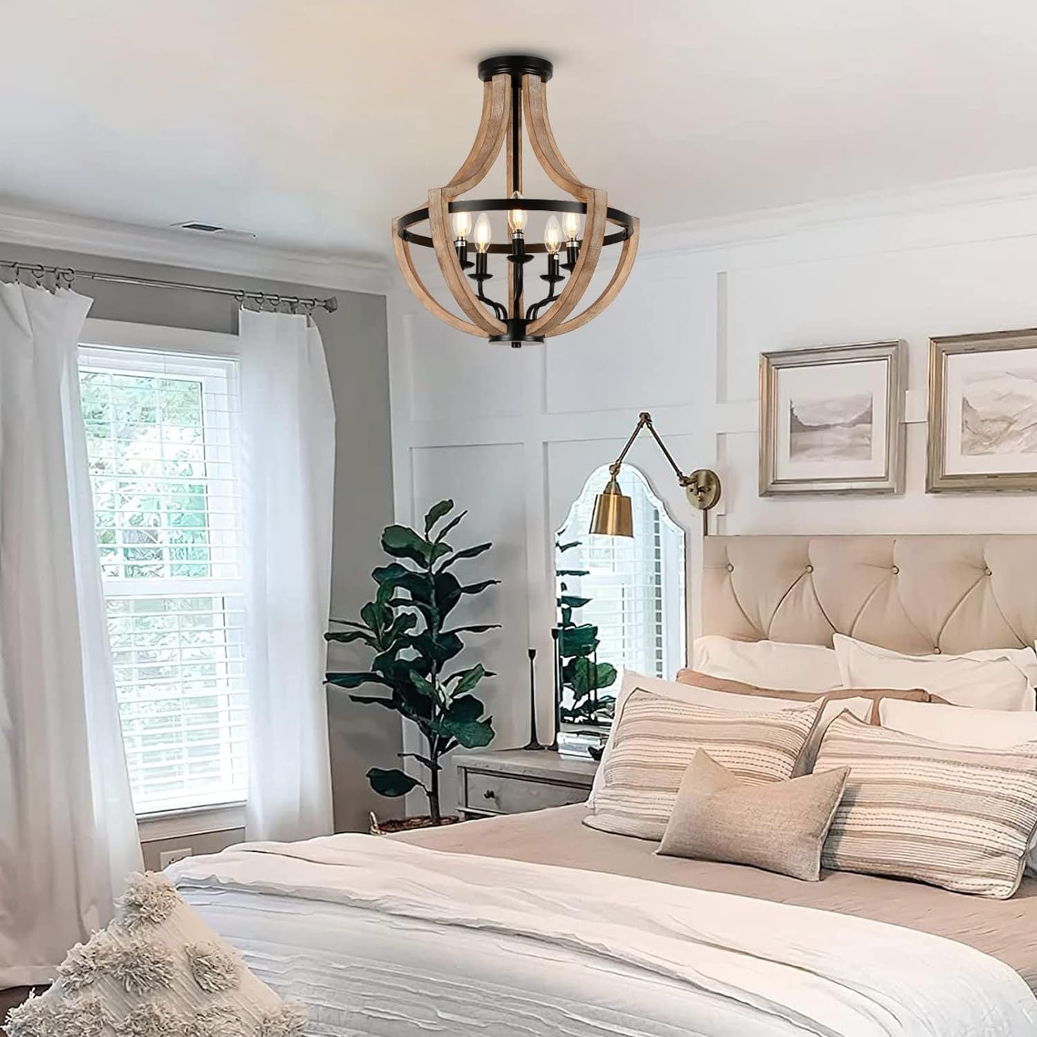 Modern Solid Wood Chandelier | Adjustable Hanging