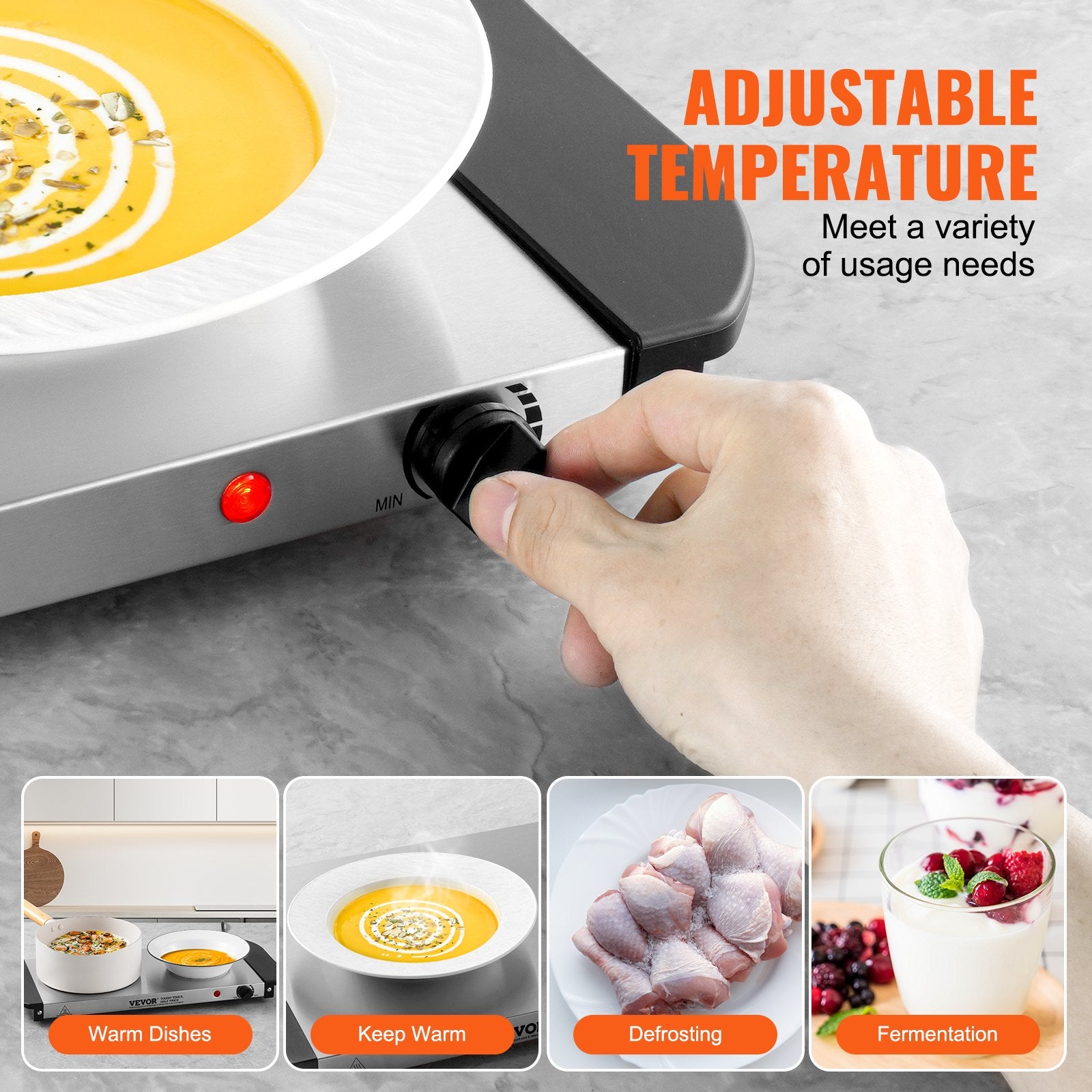 VEVOR Electric Warming Tray Buffet Food Warming W Temp Control Stainle